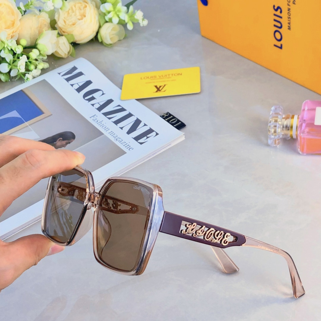 。。Louis vuitto*高级感防紫外线方框墨镜字母镜腿时尚韩版太阳镜女显瘦潮防晒眼镜