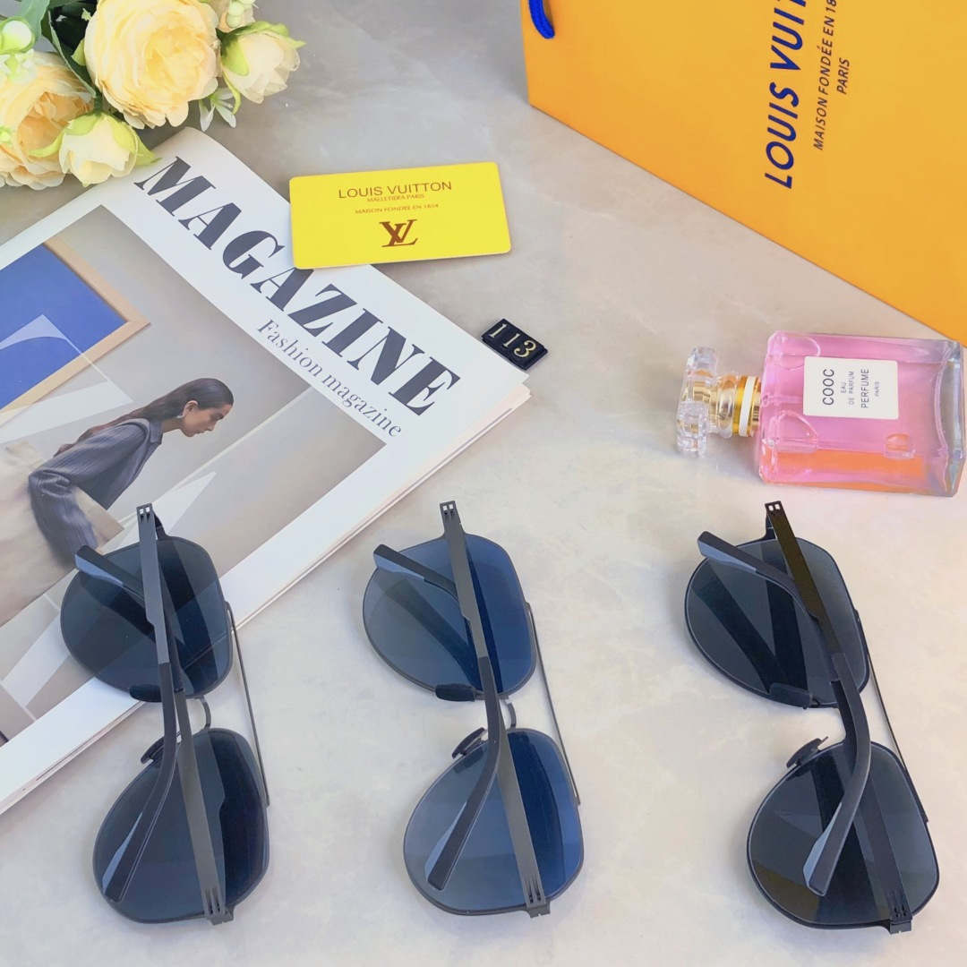 。。Louis vuitto*情侣款复古飞行员太阳镜男女高颜值时尚街拍遮阳防晒墨镜拍照旅游
