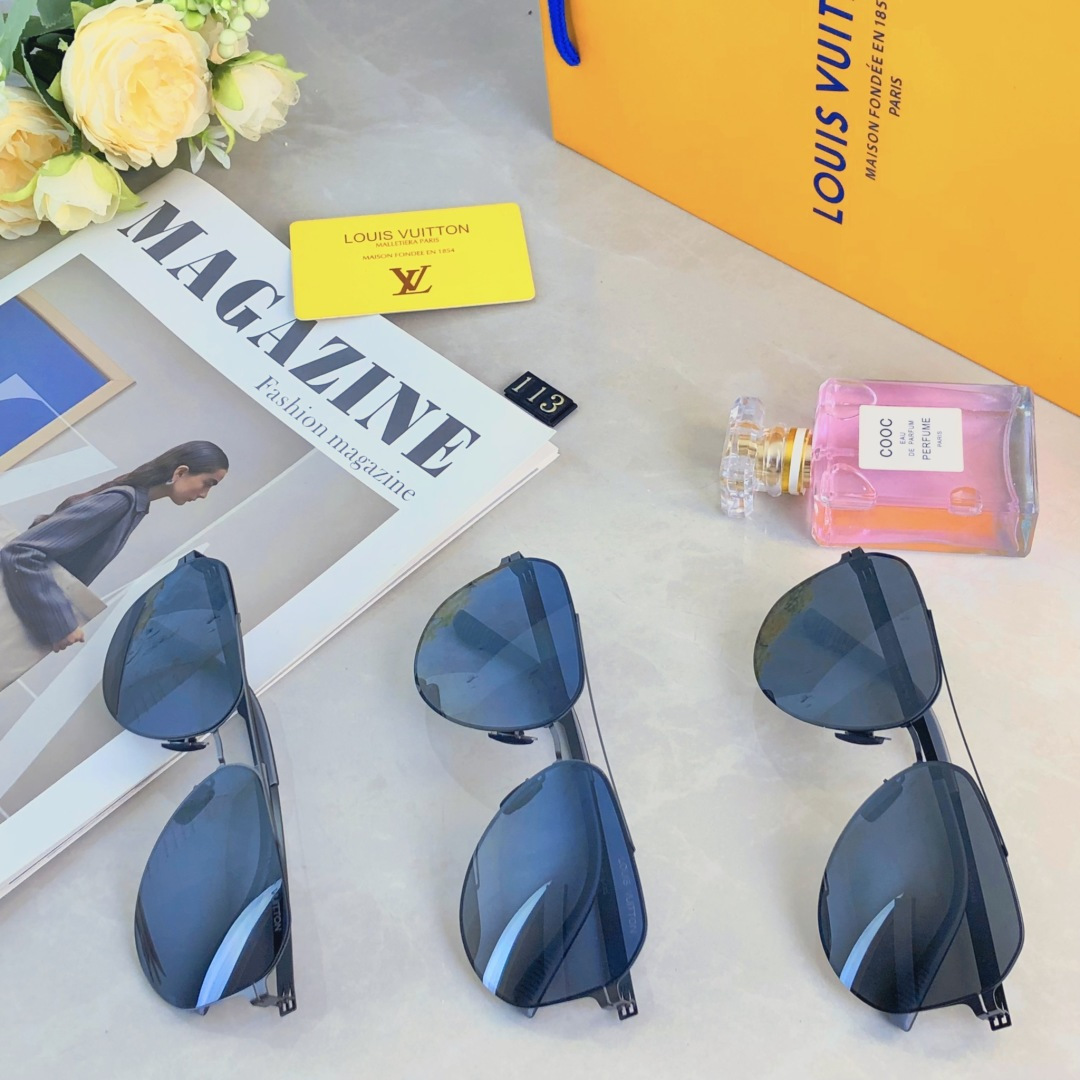 。。Louis vuitto*情侣款复古飞行员太阳镜男女高颜值时尚街拍遮阳防晒墨镜拍照旅游