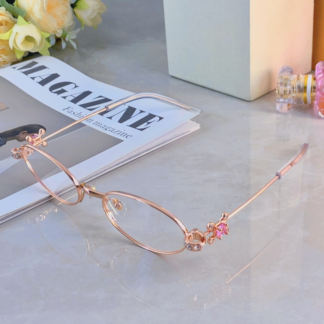 。。2035新款珠宝系列眼镜框男女椭圆全框时尚镶钻精致眼镜架