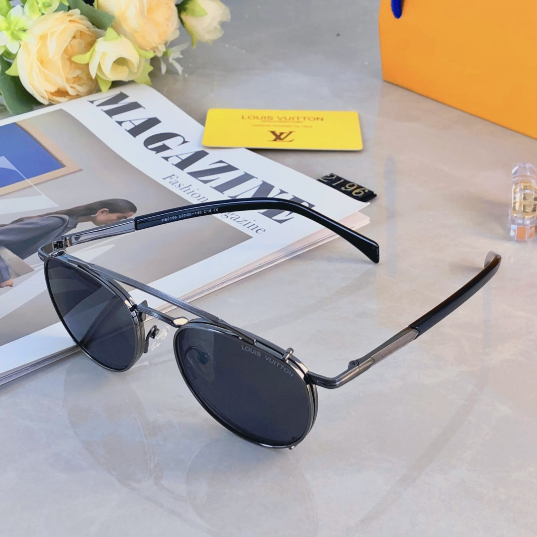 。。Louis vuitto*新款金属双梁飞行员太阳镜男女防紫外线复古偏光墨镜高级感开车潮