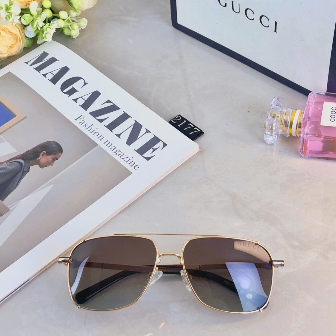 。。Gucc*高清偏光镜片金属双梁潮流墨镜女太阳眼镜男防晒遮阳开车