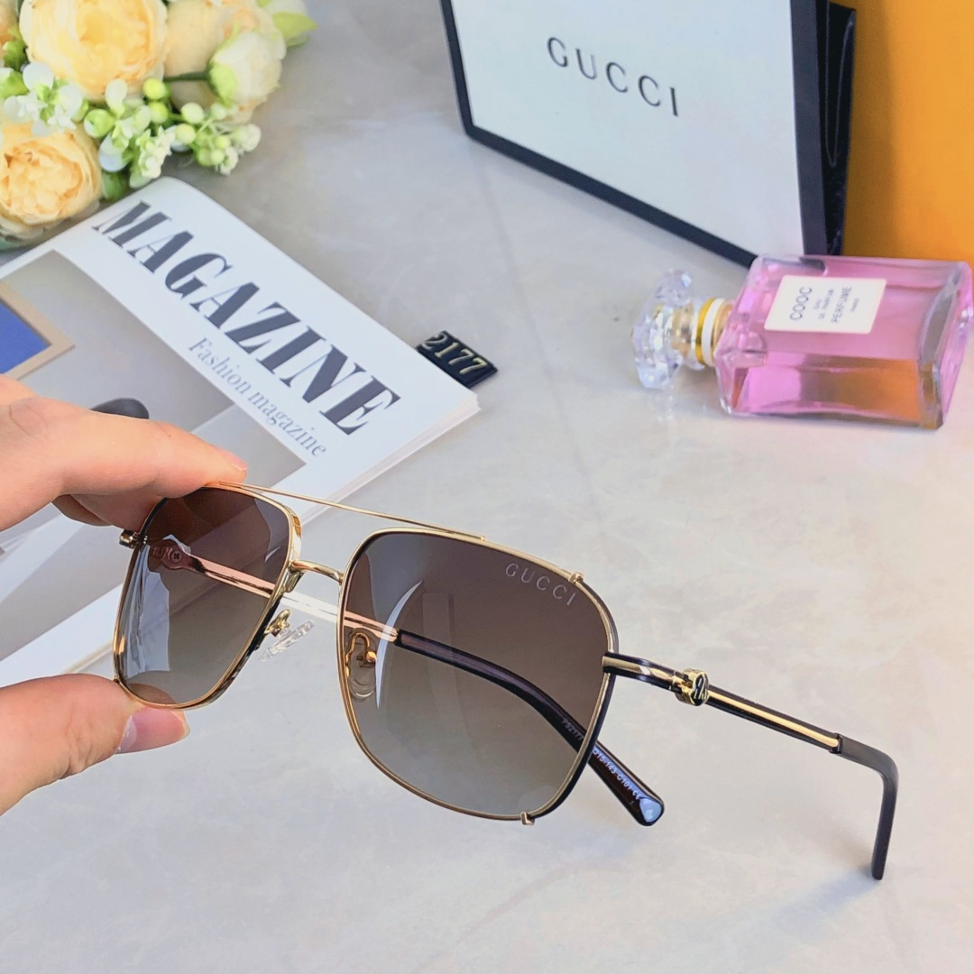 。。Gucc*高清偏光镜片金属双梁潮流墨镜女太阳眼镜男防晒遮阳开车