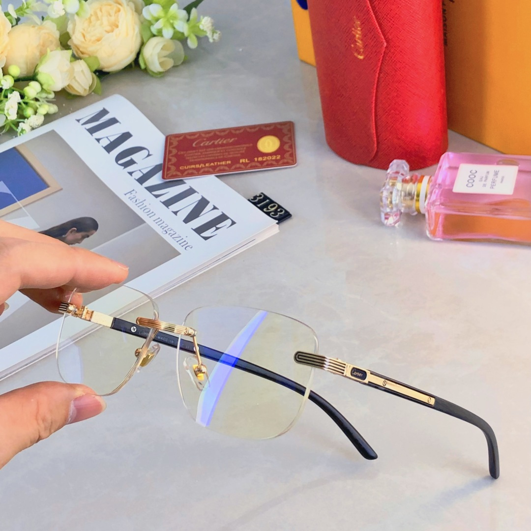 。。Cartie*复古痞帅男士无框墨镜精致商务风格UV400防紫外线户外太阳镜男款