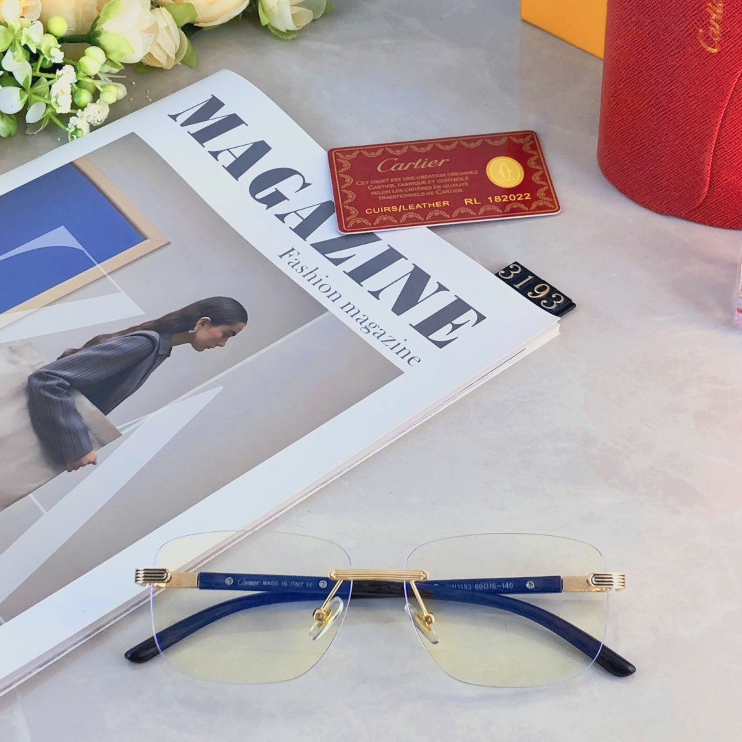 。。Cartie*复古痞帅男士无框墨镜精致商务风格UV400防紫外线户外太阳镜男款