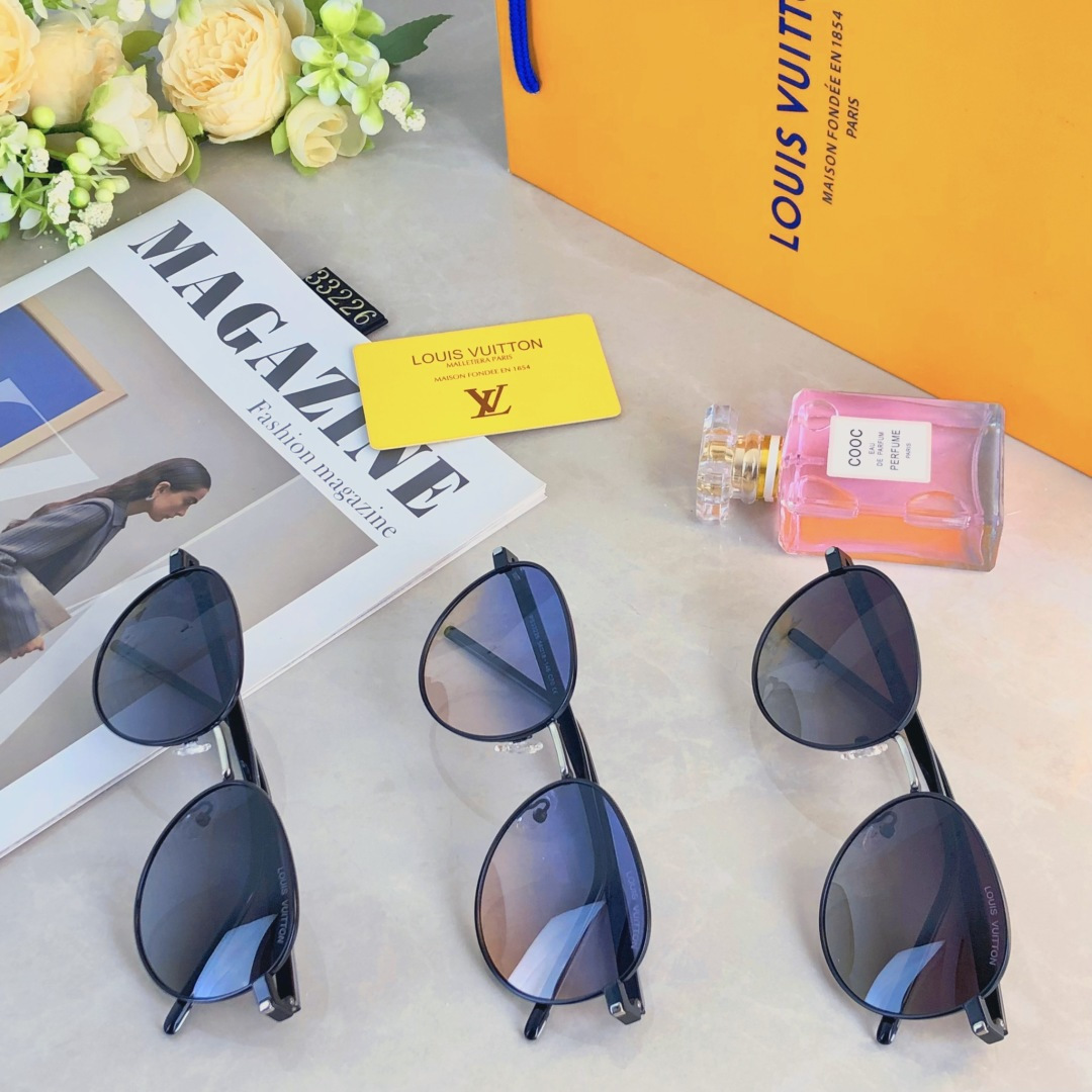 。。Louis vuitto*2025新款欧美圆形墨镜女街拍网红ins金属跨境眼镜高级感太阳镜男