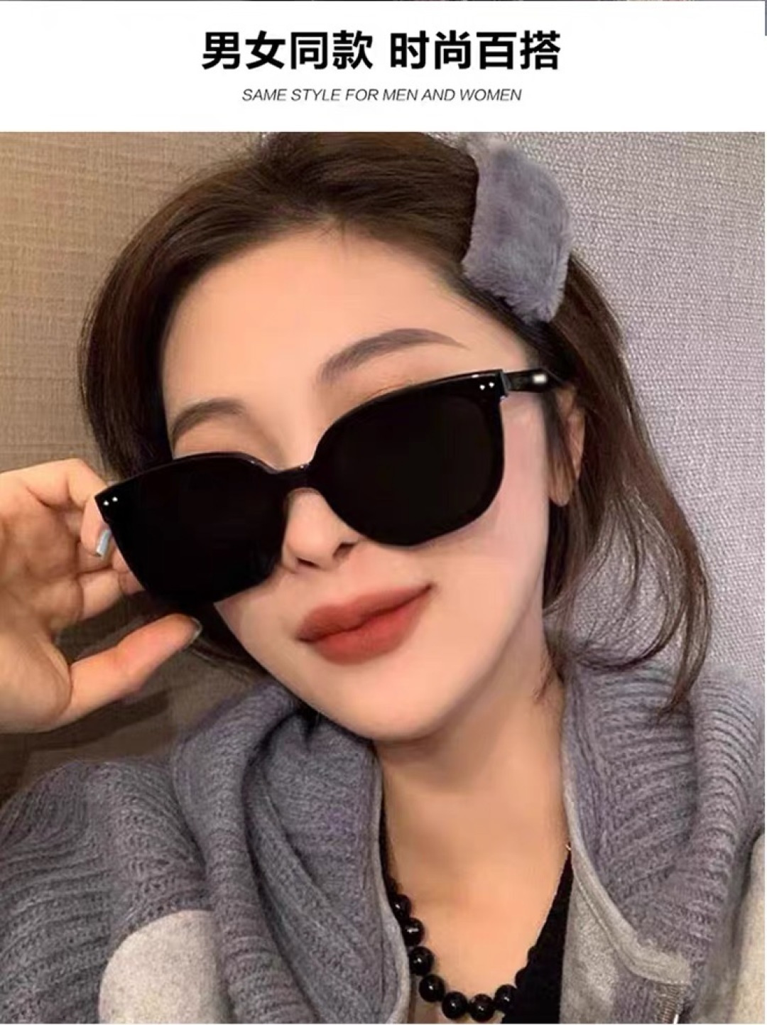 。。男女同款GM方形经典黑超墨镜时尚百搭大脸显小太阳镜可配近视度数