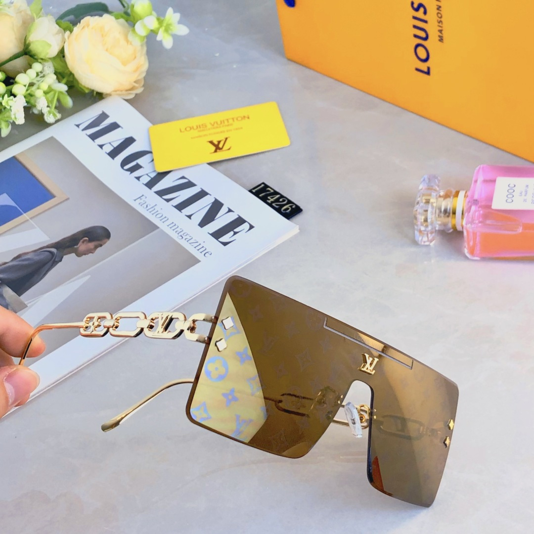 。。Louis vuitto*超酷连体大框墨镜男女百搭高级感ins显脸小太阳镜开车防紫外线潮