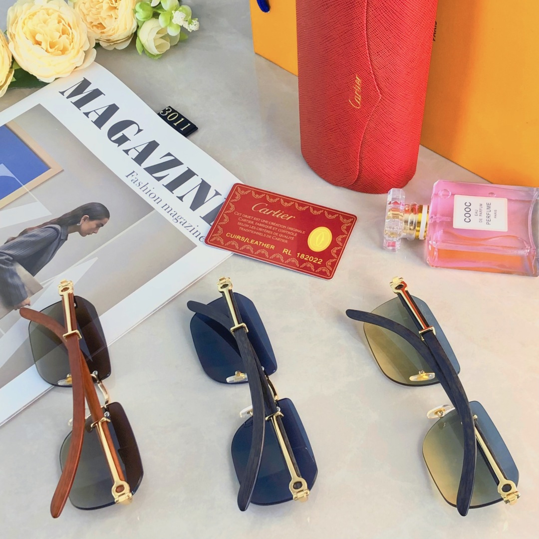。。Cartie*权志龙同款太阳眼镜无框墨镜ins欧美窄框木腿高级感拉满凹造型款