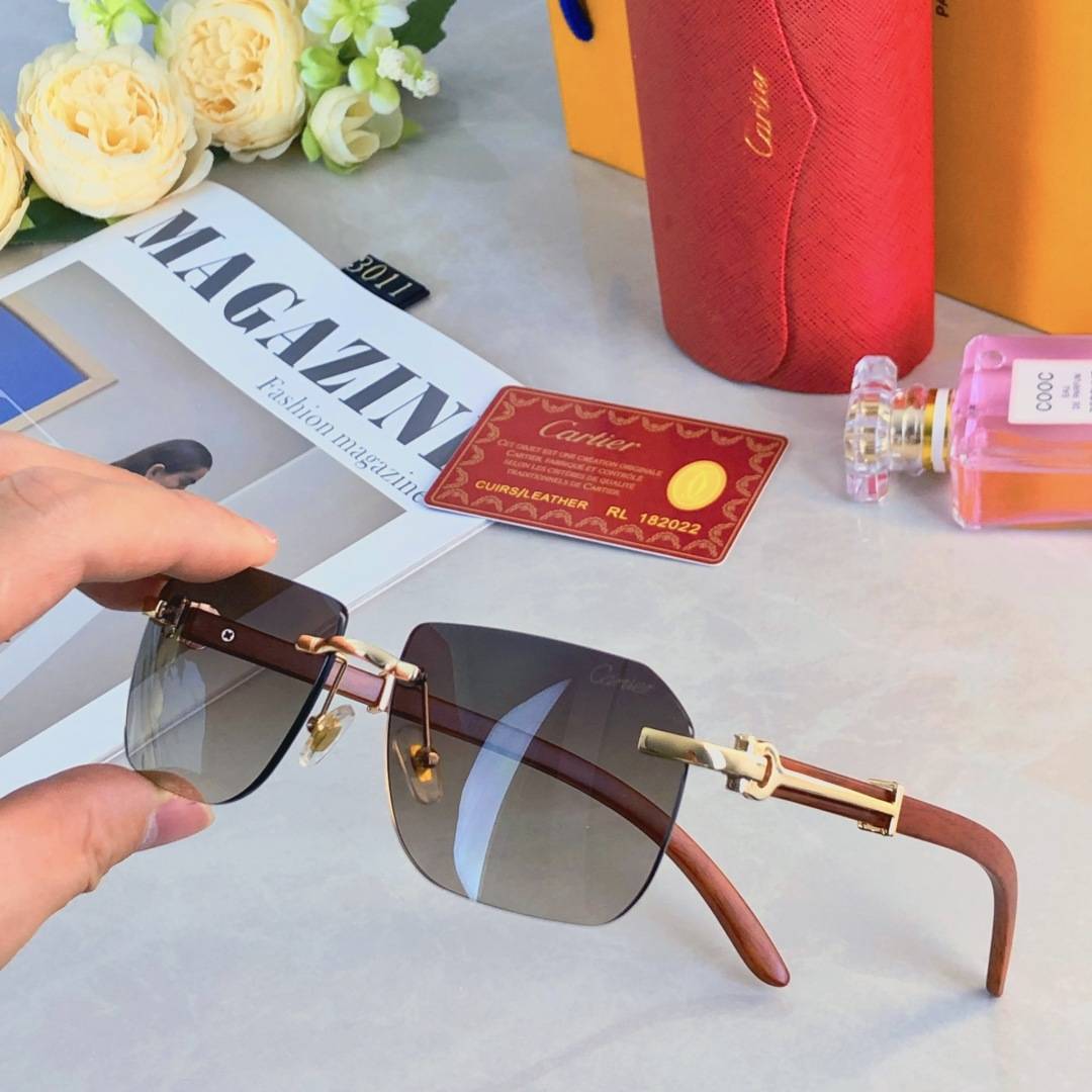 。。Cartie*权志龙同款太阳眼镜无框墨镜ins欧美窄框木腿高级感拉满凹造型款
