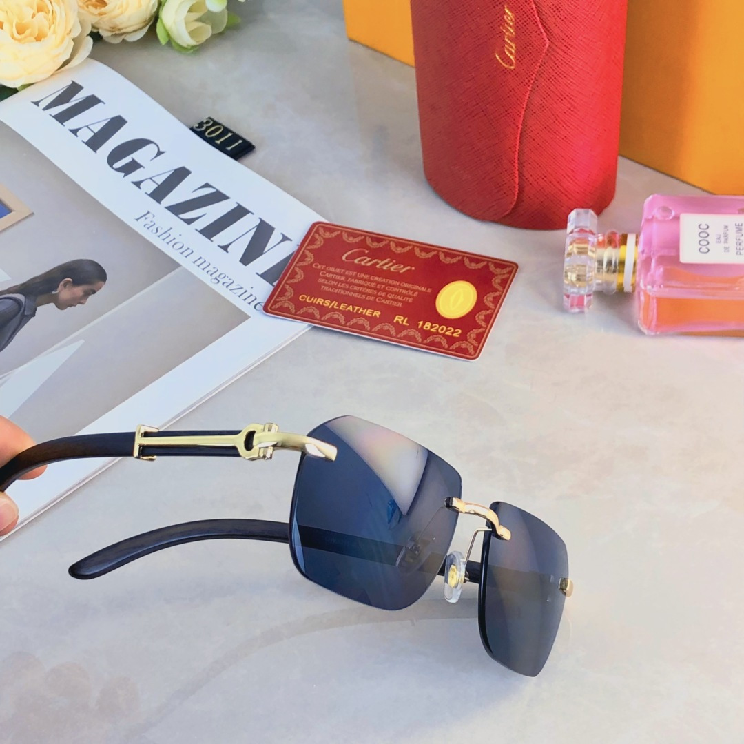 。。Cartie*权志龙同款太阳眼镜无框墨镜ins欧美窄框木腿高级感拉满凹造型款