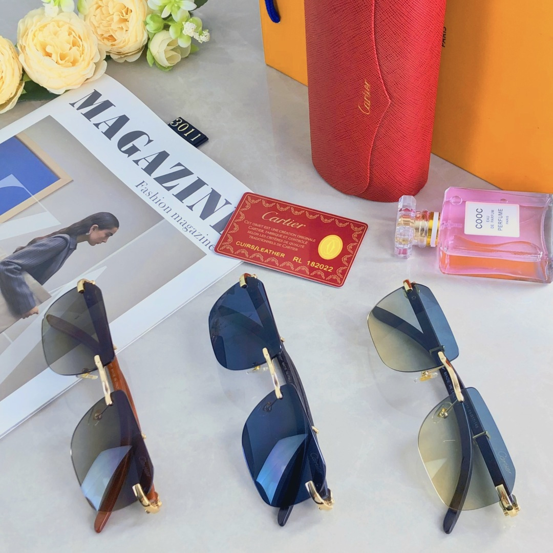 。。Cartie*权志龙同款太阳眼镜无框墨镜ins欧美窄框木腿高级感拉满凹造型款