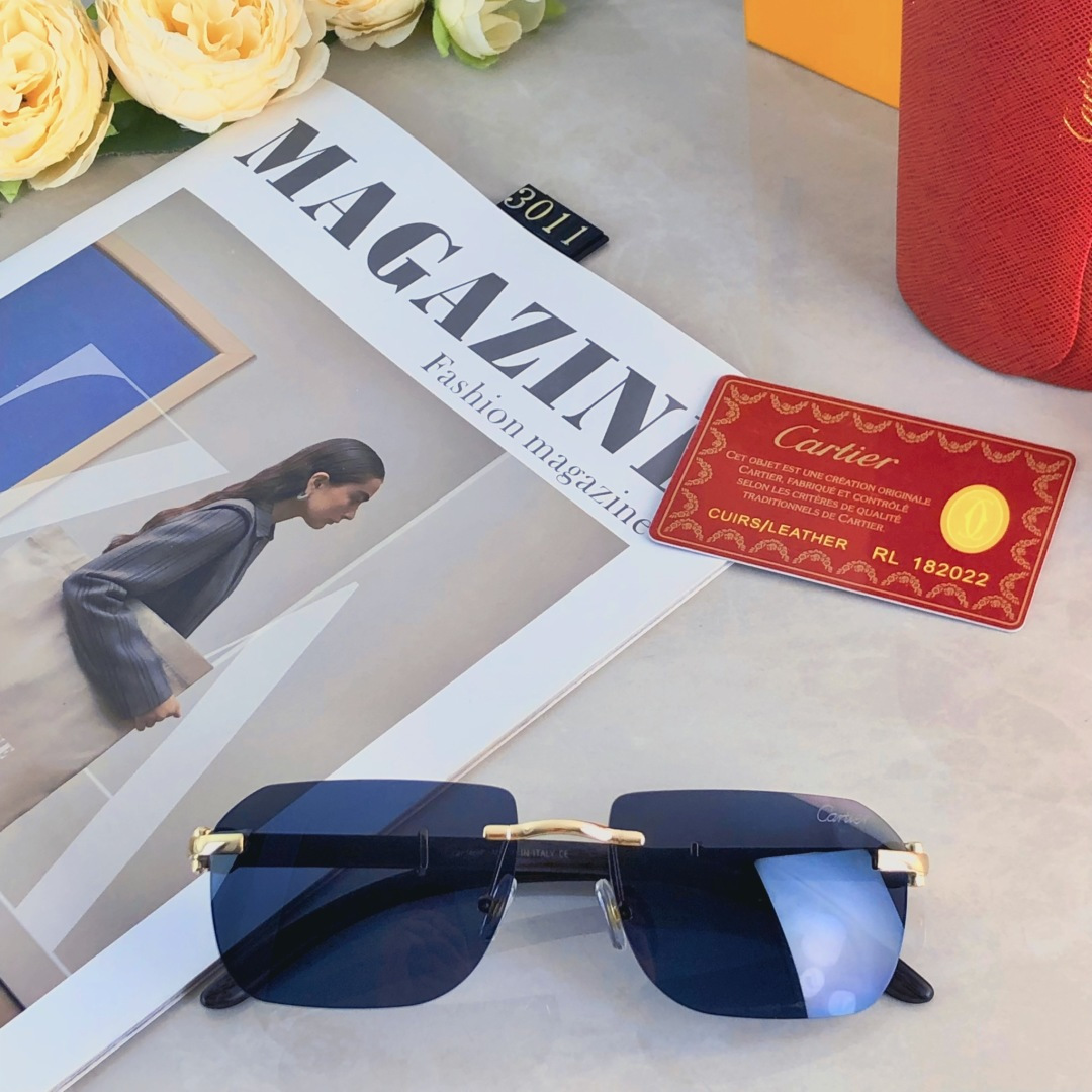 。。Cartie*权志龙同款太阳眼镜无框墨镜ins欧美窄框木腿高级感拉满凹造型款