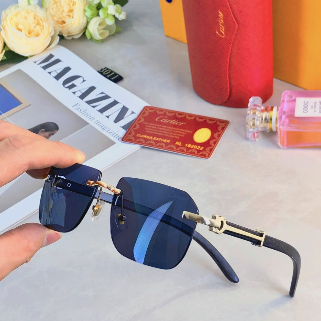 。。Cartie*权志龙同款太阳眼镜无框墨镜ins欧美窄框木腿高级感拉满凹造型款
