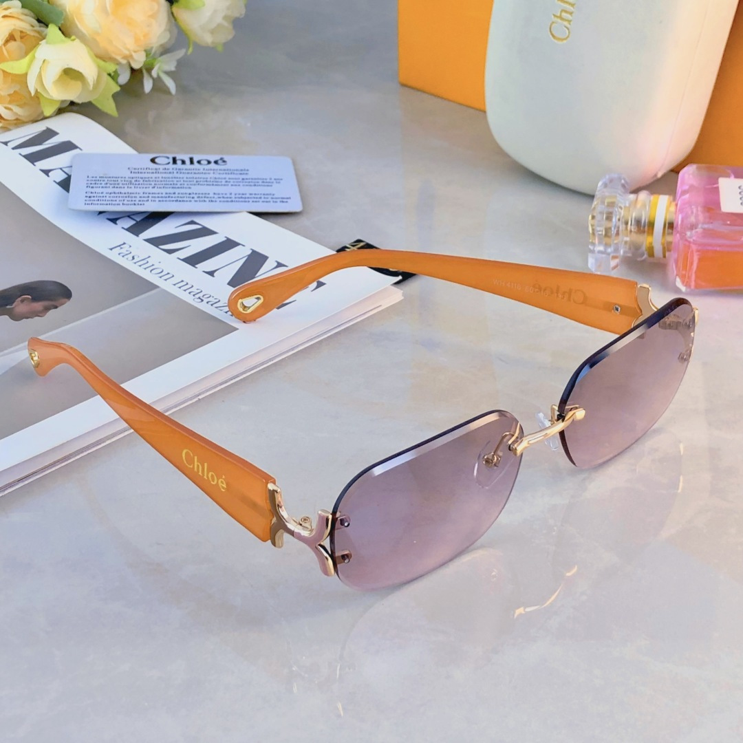 。。Chlo*明星同款无框墨镜女时髦高级感御姐辣妹风Y2K太阳眼镜潮拍照装饰