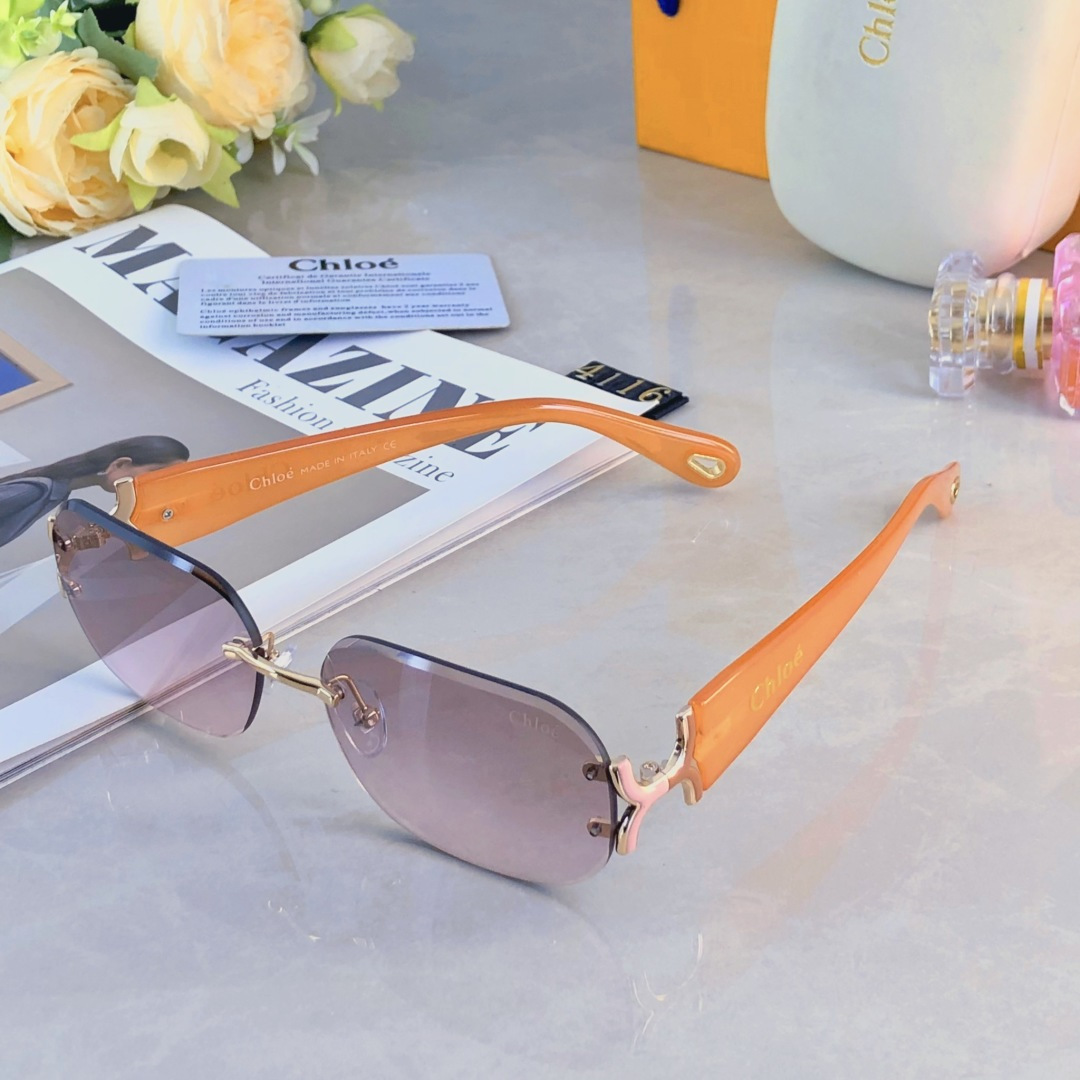 。。Chlo*明星同款无框墨镜女时髦高级感御姐辣妹风Y2K太阳眼镜潮拍照装饰