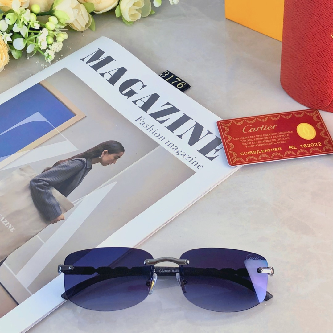 。。Cartie*2025新款欧美墨镜女小脸小框无框高级感ins防紫外线太阳眼镜男潮