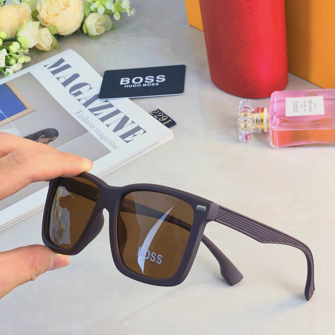 。。Bos*韩版方形大框茶棕色墨镜女潮圆脸显瘦街拍遮阳防紫外线太阳眼镜男