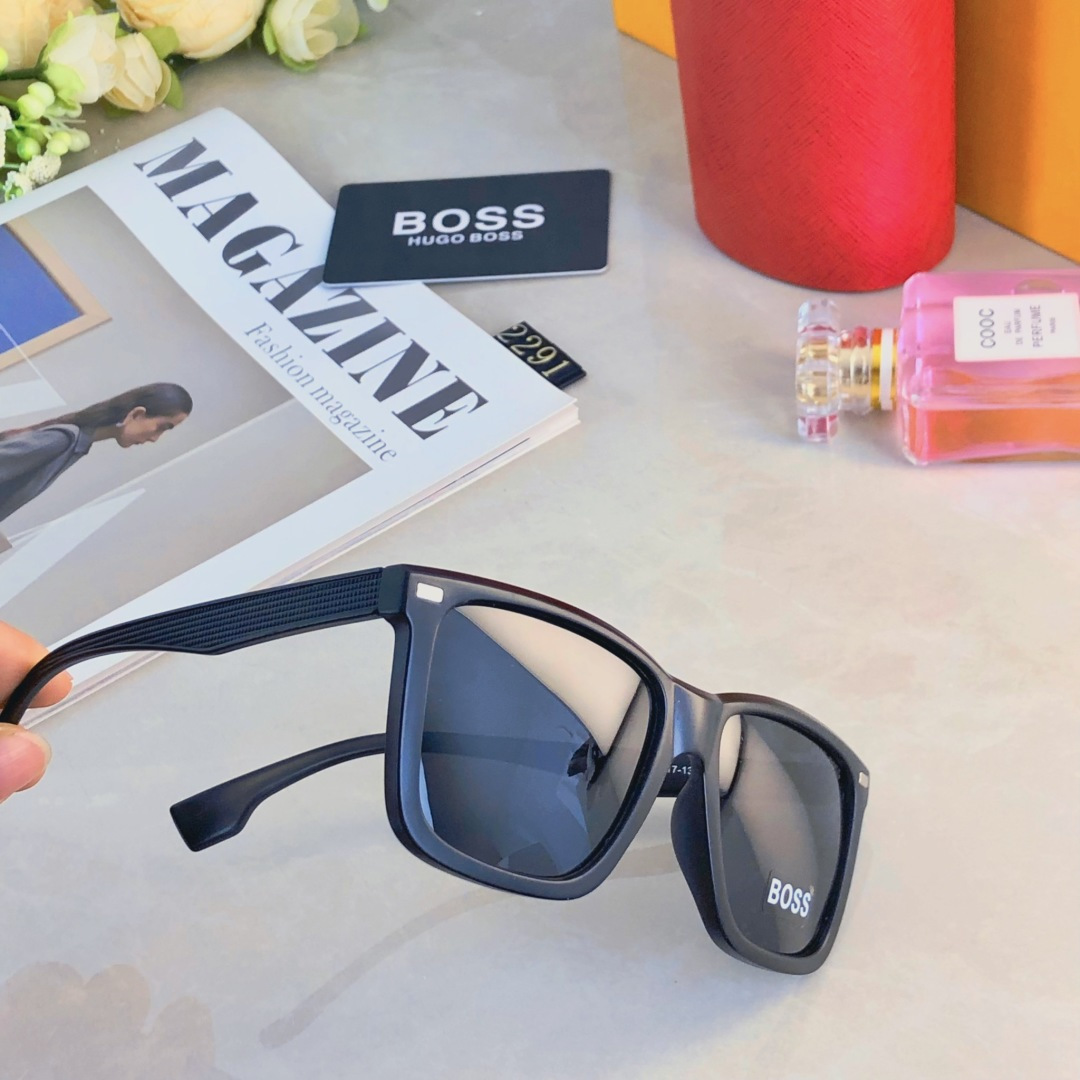 。。Bos*韩版方形大框茶棕色墨镜女潮圆脸显瘦街拍遮阳防紫外线太阳眼镜男