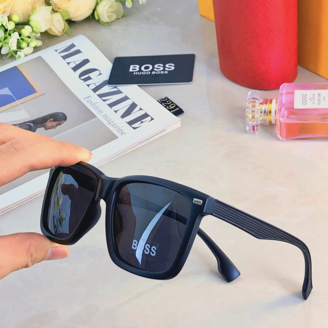 。。Bos*韩版方形大框茶棕色墨镜女潮圆脸显瘦街拍遮阳防紫外线太阳眼镜男