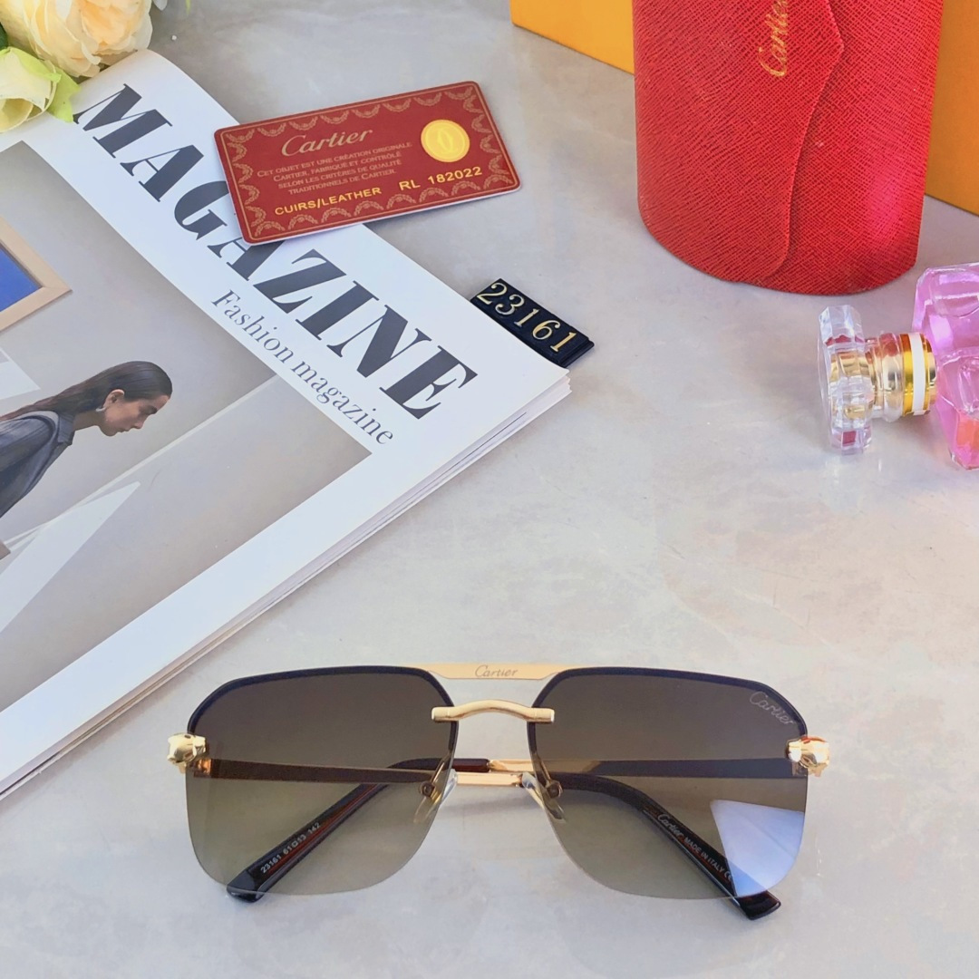 。。Cartie*欧美复古长方形无框切边墨镜潮时尚气质街拍凹造型显瘦太阳眼镜