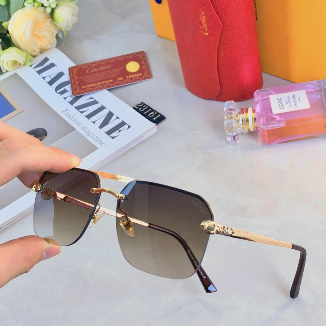 。。Cartie*欧美复古长方形无框切边墨镜潮时尚气质街拍凹造型显瘦太阳眼镜