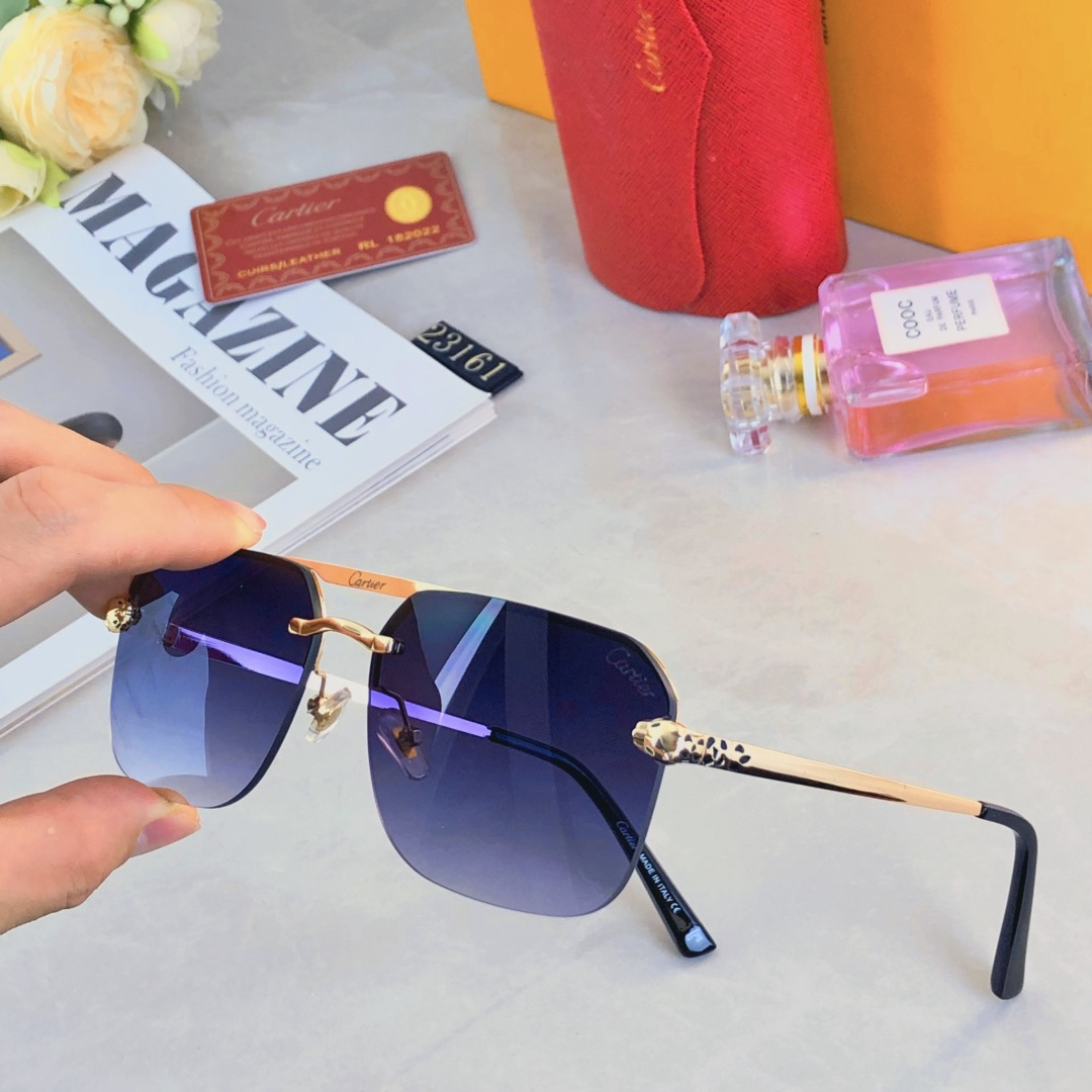。。Cartie*欧美复古长方形无框切边墨镜潮时尚气质街拍凹造型显瘦太阳眼镜