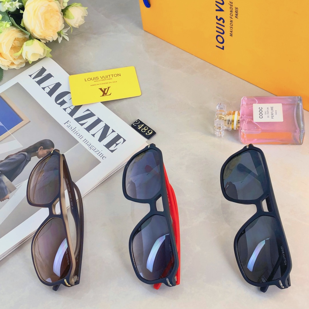 。。Louis vuitto*新款简约时尚欧美太阳镜ins网红双梁飞行员蛤蟆镜茶色眼镜