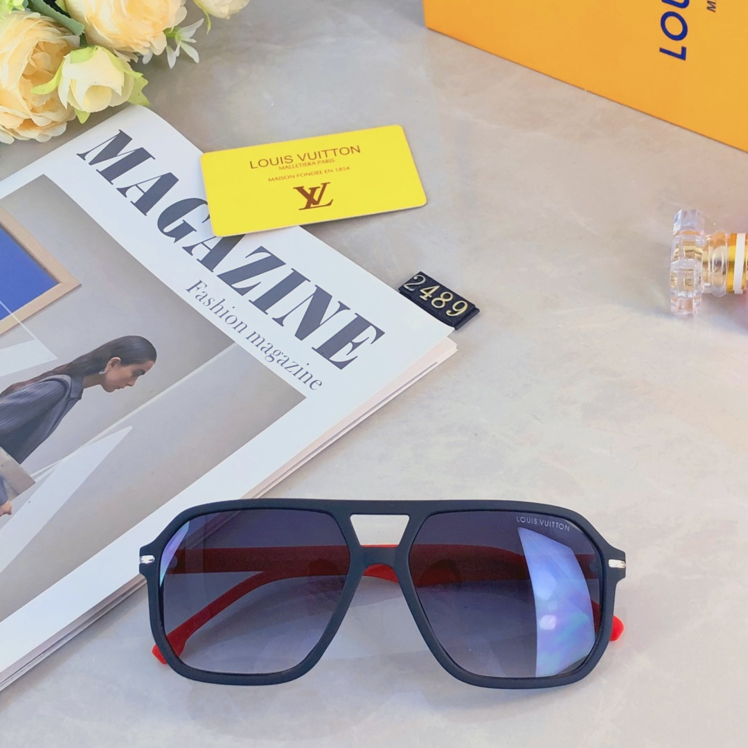 。。Louis vuitto*新款简约时尚欧美太阳镜ins网红双梁飞行员蛤蟆镜茶色眼镜