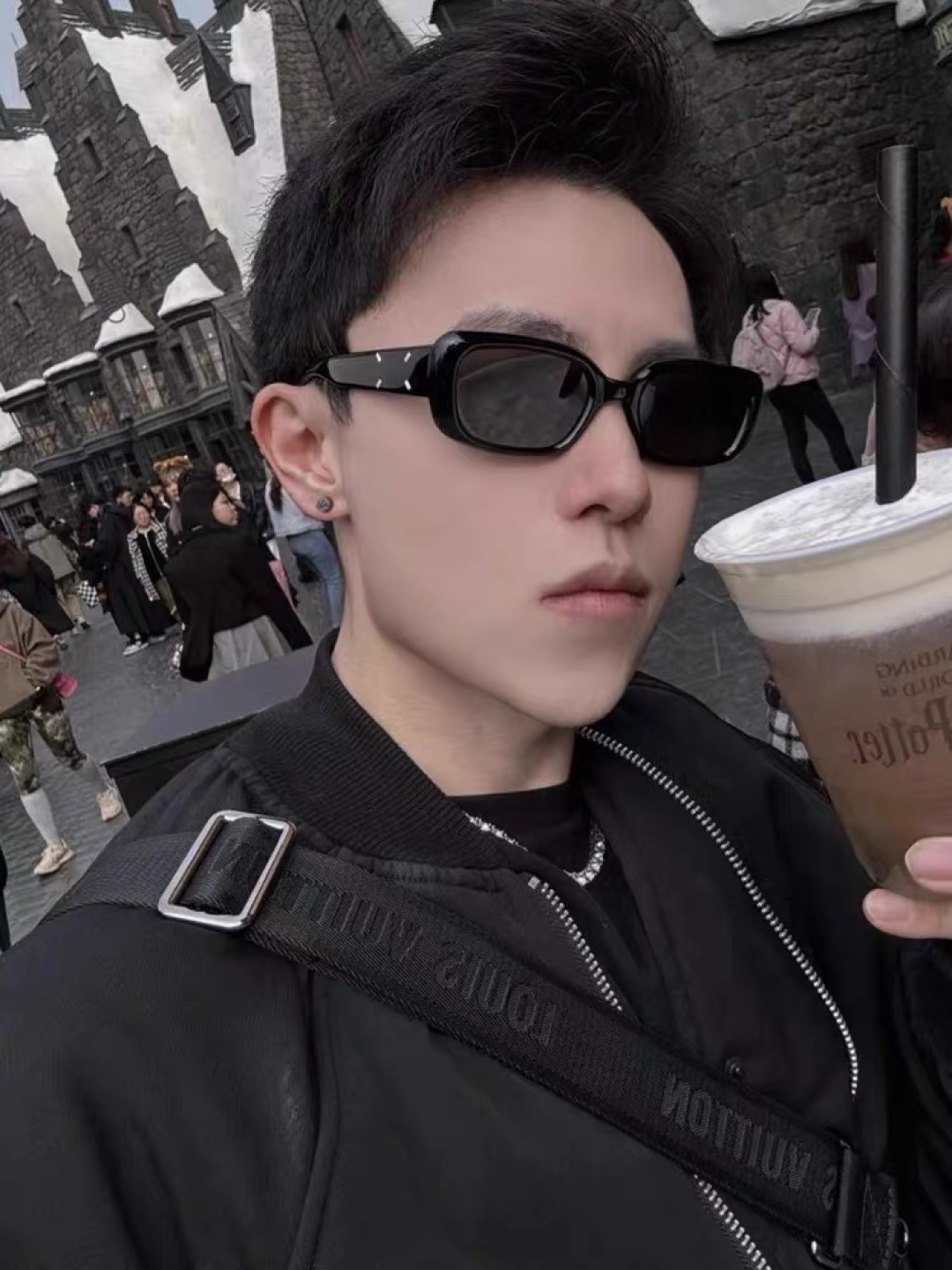 。。韩版复古黑色方形窄框时髦墨镜女款潮街拍高级感夏季太阳眼镜男