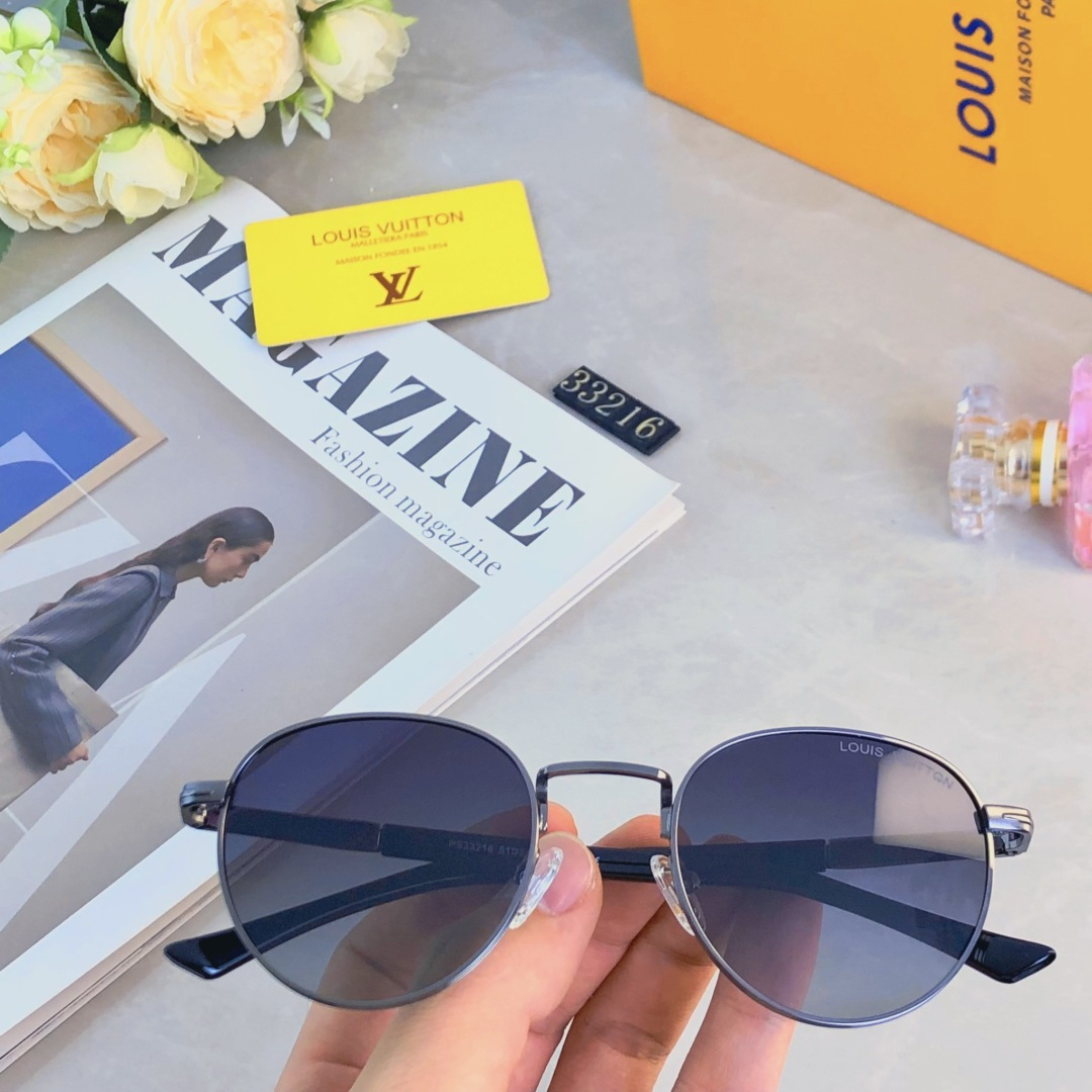 。。Louis vuitto*欧美椭圆框墨镜女高级感时髦眼镜女开车防紫外线拍照太阳镜潮装饰
