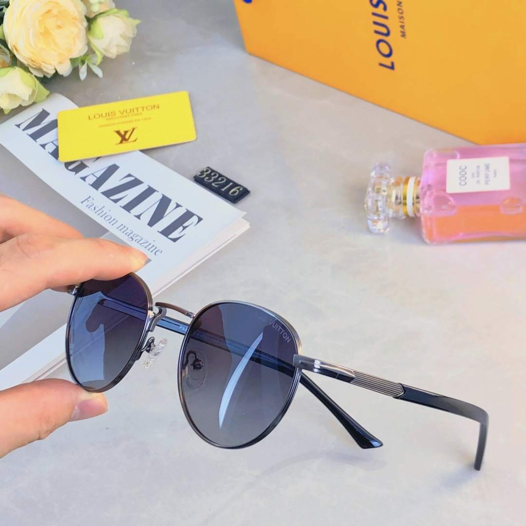 。。Louis vuitto*欧美椭圆框墨镜女高级感时髦眼镜女开车防紫外线拍照太阳镜潮装饰