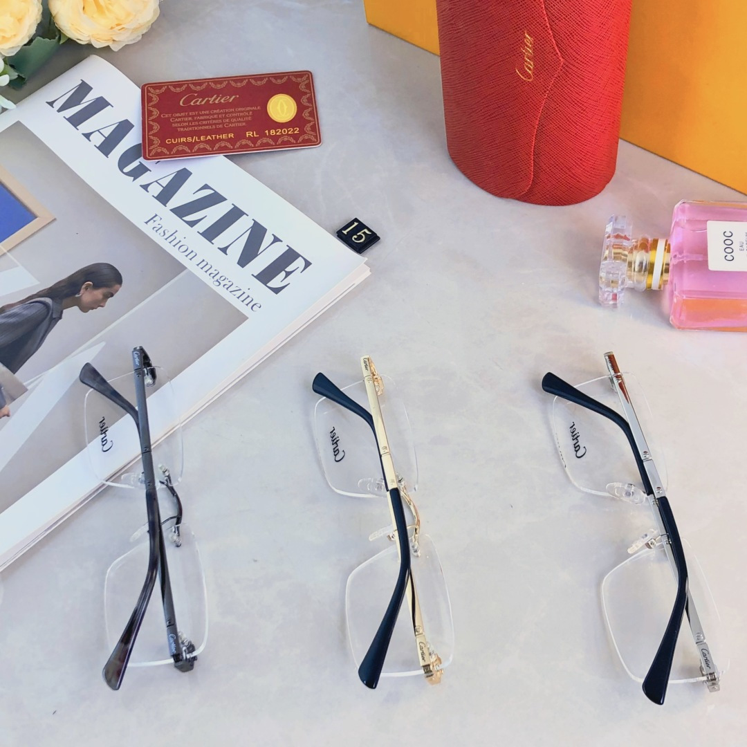 。。Cartie*无框素颜商务眼镜框百搭潮流男女配度数近视眼镜架