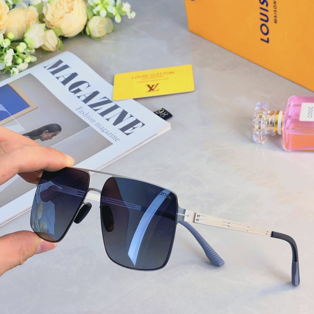 。。Louis vuitto*不锈钢双梁无螺丝男士偏光太阳镜超轻高级感太阳眼镜遮阳大框墨镜