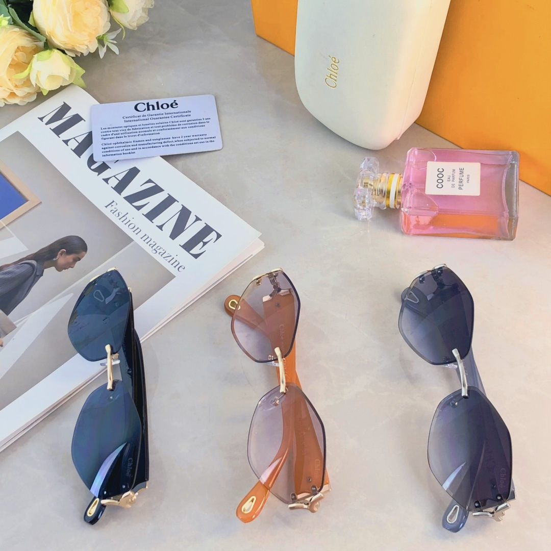 。。Chlo*太阳镜女潮流网红气质墨镜无框高级感渐变色防紫外线百搭时尚