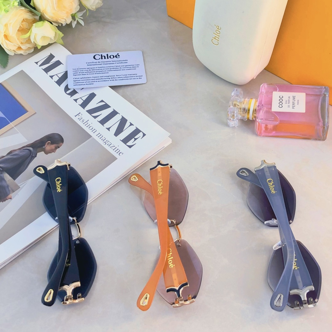 。。Chlo*太阳镜女潮流网红气质墨镜无框高级感渐变色防紫外线百搭时尚