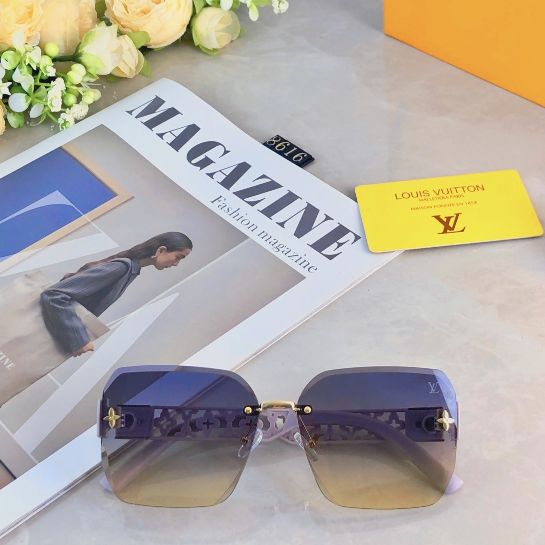 。。Louis vuitto*无框墨镜女高级感方形大框韩版潮方圆脸海边旅游防紫外线太阳眼镜