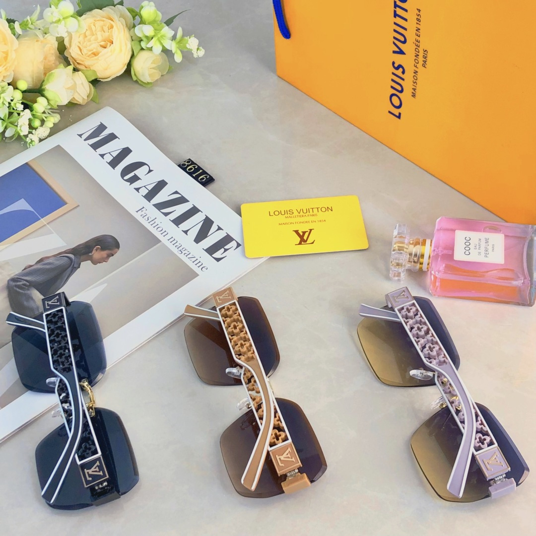 。。Louis vuitto*无框墨镜女高级感方形大框韩版潮方圆脸海边旅游防紫外线太阳眼镜