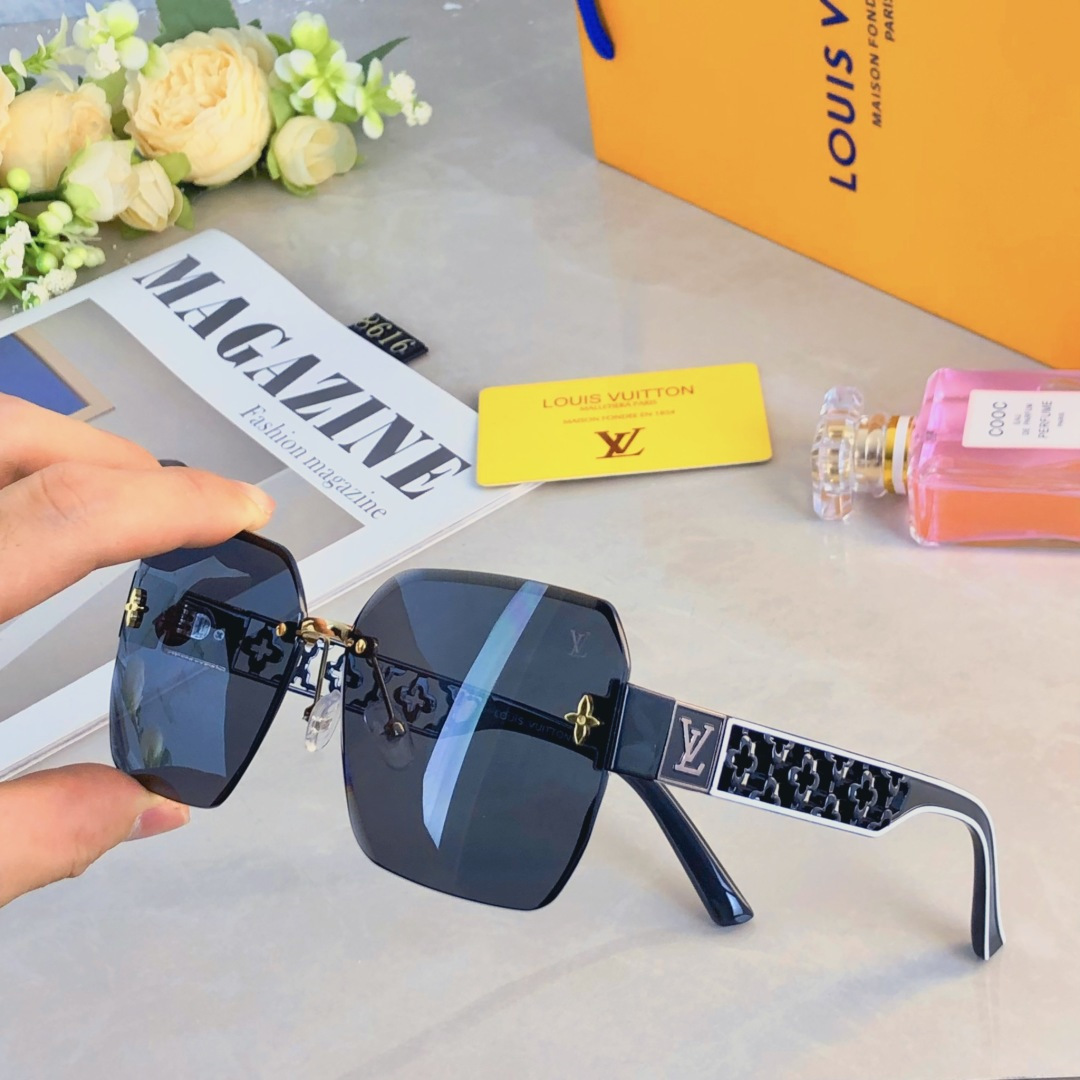 。。Louis vuitto*无框墨镜女高级感方形大框韩版潮方圆脸海边旅游防紫外线太阳眼镜