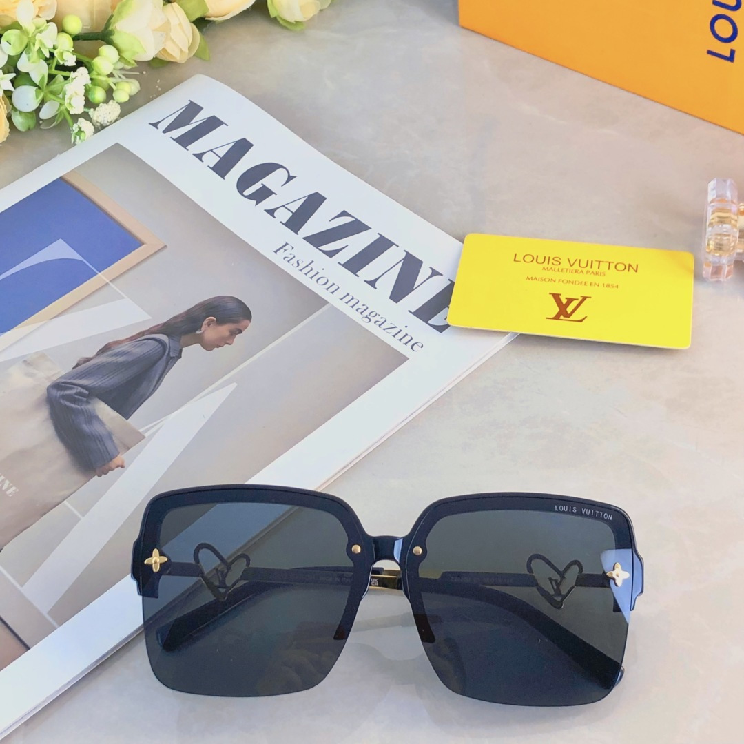 。。Louis vuitto*素颜镜女潮高级感大框方形圆脸太阳眼镜百搭凹造型爱心形墨镜