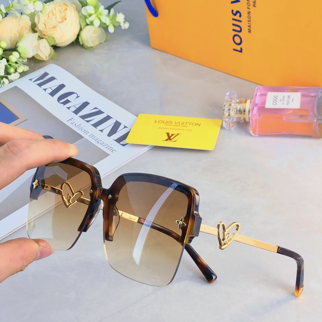 。。Louis vuitto*素颜镜女潮高级感大框方形圆脸太阳眼镜百搭凹造型爱心形墨镜