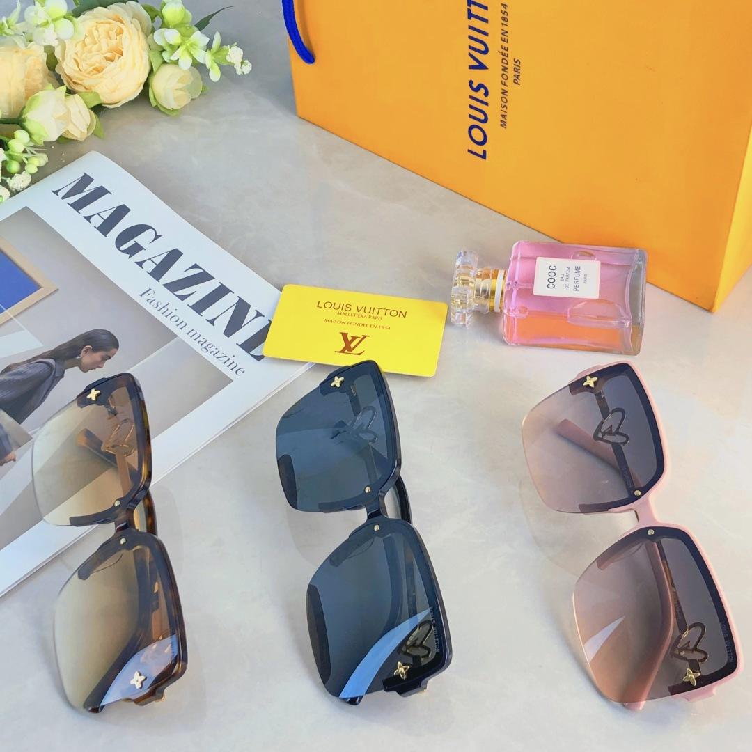。。Louis vuitto*素颜镜女潮高级感大框方形圆脸太阳眼镜百搭凹造型爱心形墨镜