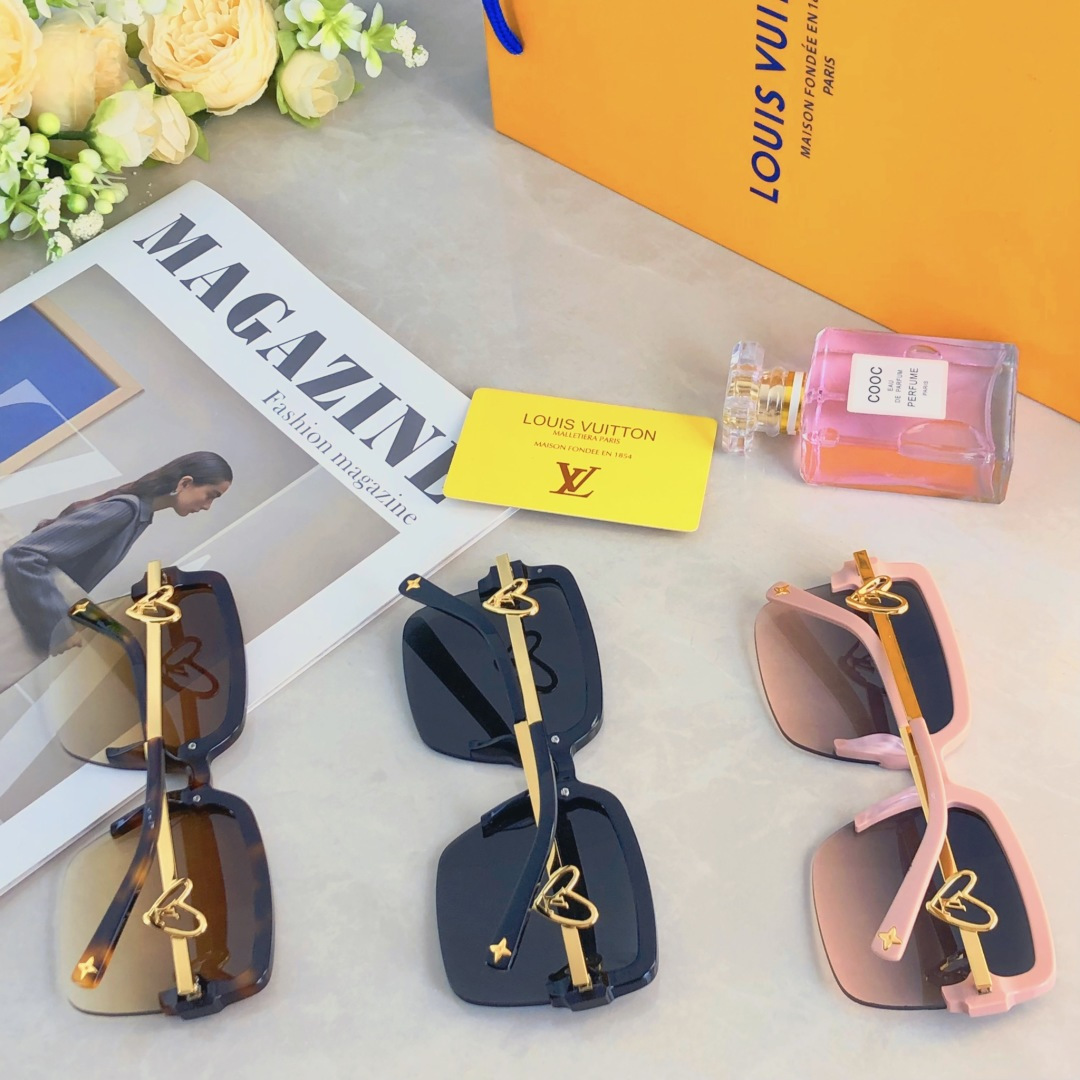 。。Louis vuitto*素颜镜女潮高级感大框方形圆脸太阳眼镜百搭凹造型爱心形墨镜