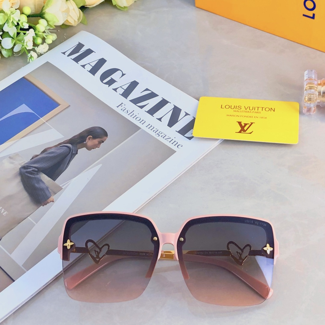 。。Louis vuitto*素颜镜女潮高级感大框方形圆脸太阳眼镜百搭凹造型爱心形墨镜