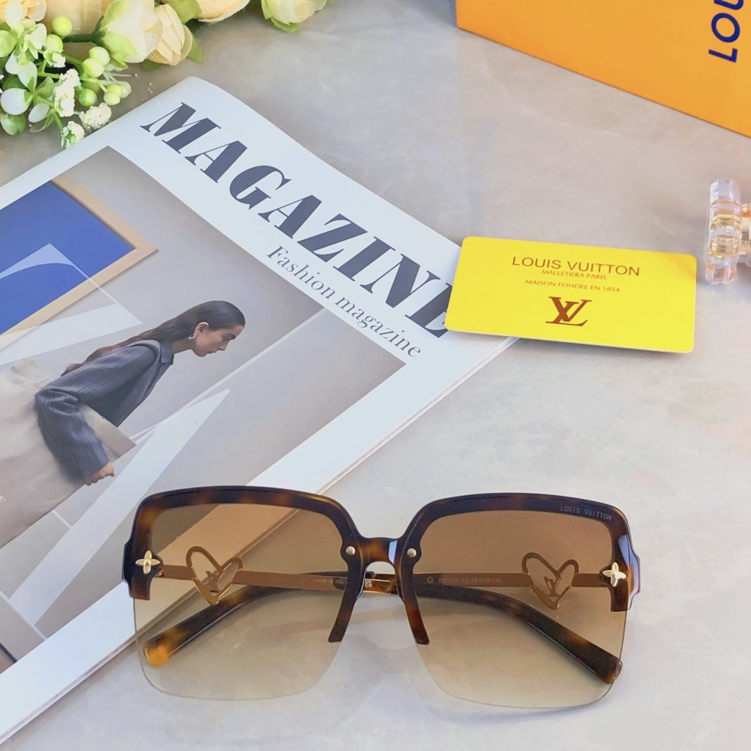 。。Louis vuitto*素颜镜女潮高级感大框方形圆脸太阳眼镜百搭凹造型爱心形墨镜