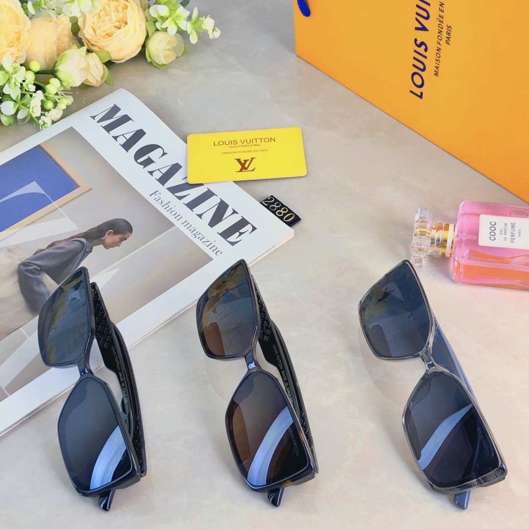 。。Louis vuitto*2025新款时尚复古方框墨镜网红打卡拍照遮阳防晒太阳镜
