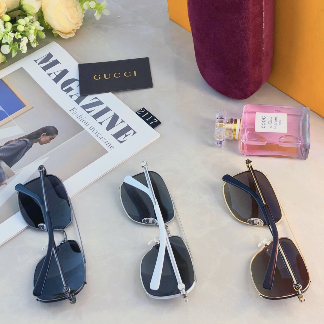 。。Gucc*2025时尚新款蛤蟆墨镜复古素颜百搭男女太阳镜防紫外线