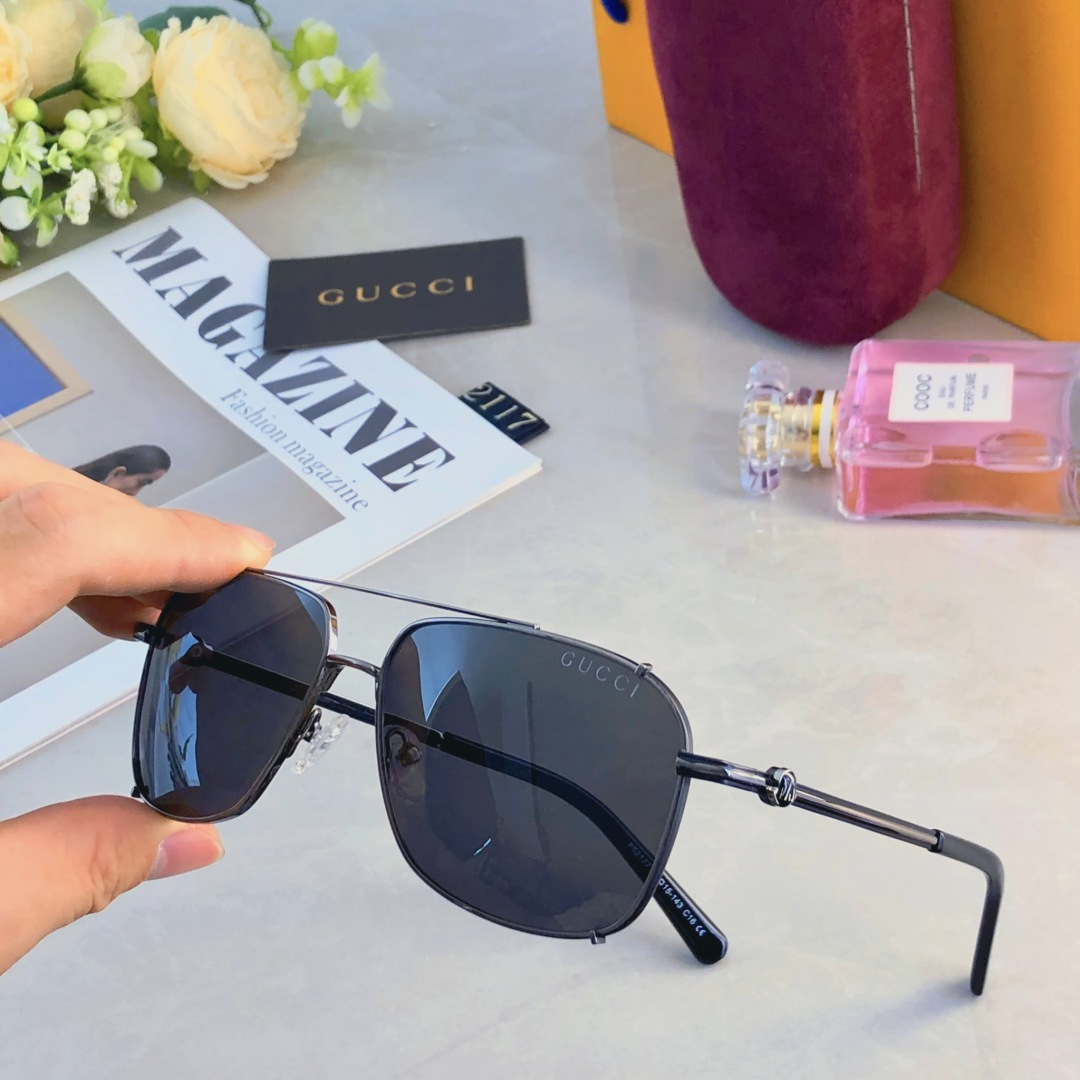 。。Gucc*2025时尚新款蛤蟆墨镜复古素颜百搭男女太阳镜防紫外线