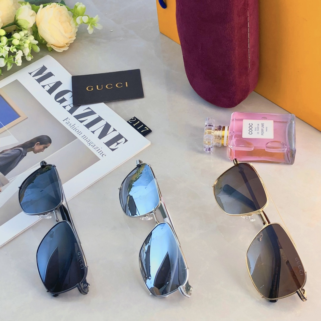 。。Gucc*2025时尚新款蛤蟆墨镜复古素颜百搭男女太阳镜防紫外线