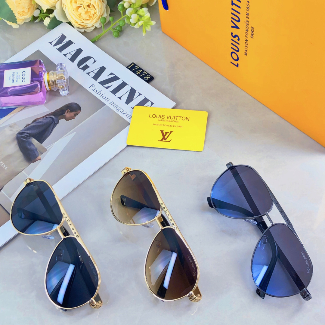 。。Louis vuitto*情侣款复古飞行员太阳镜男女高颜值时尚街拍遮阳防晒墨镜拍照旅游